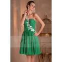 Green Short Cocktail Dress With One embroidered Strap - Ref C272 - 03