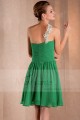 Green Short Cocktail Dress With One embroidered Strap - Ref C272 - 04