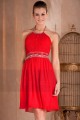 Short Red Party Dress With Rhinestones Belt - Ref C274 - 02