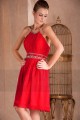 Short Red Party Dress With Rhinestones Belt - Ref C274 - 03