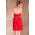 Short Red Party Dress With Rhinestones Belt - Ref C274 - 04
