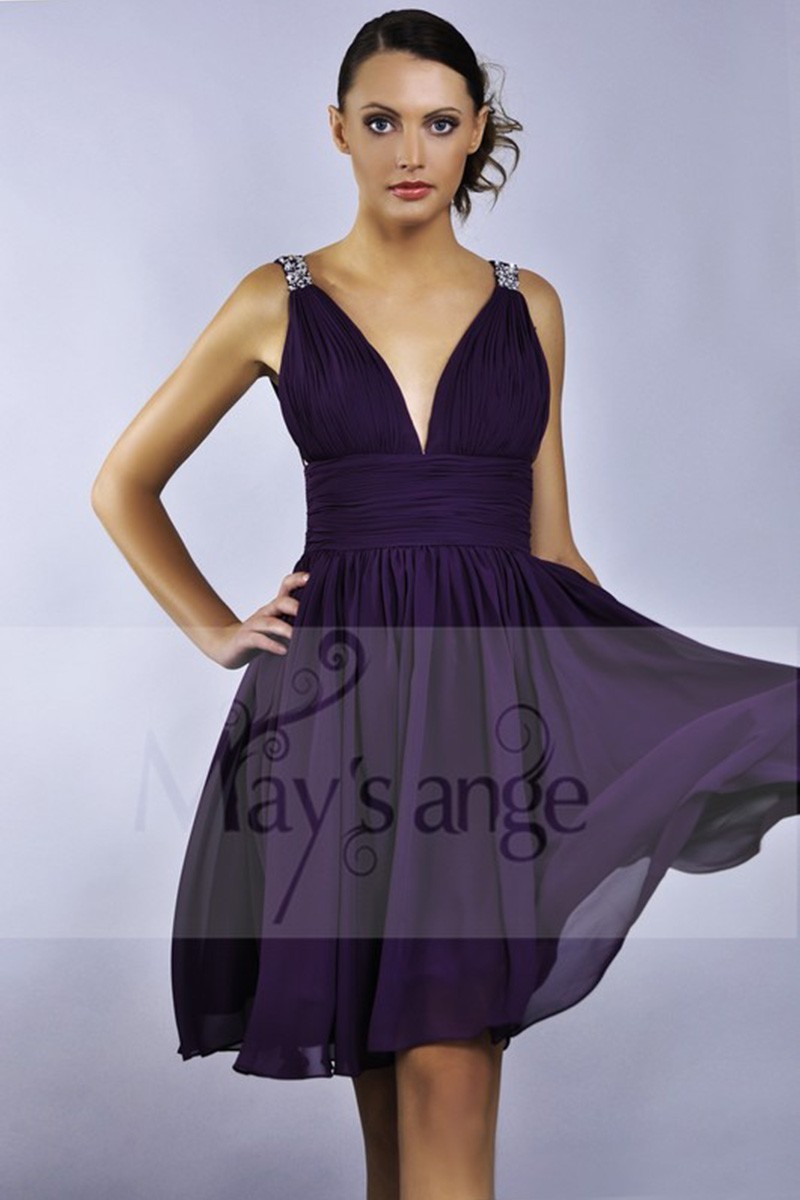 Purple Short Cocktail Dress - Ref C035 - 01