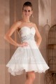 SHORT WHITE DRESS WITH DRAPED SWEETHEART NECKLINE AND PEARLS - Ref C284 - 02