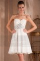 SHORT WHITE DRESS WITH DRAPED SWEETHEART NECKLINE AND PEARLS - Ref C284 - 03