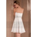 SHORT WHITE DRESS WITH DRAPED SWEETHEART NECKLINE AND PEARLS - Ref C284 - 04
