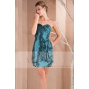 Robe courte de cocktail Yeux Bleus en taffetas - Ref C286 - 04