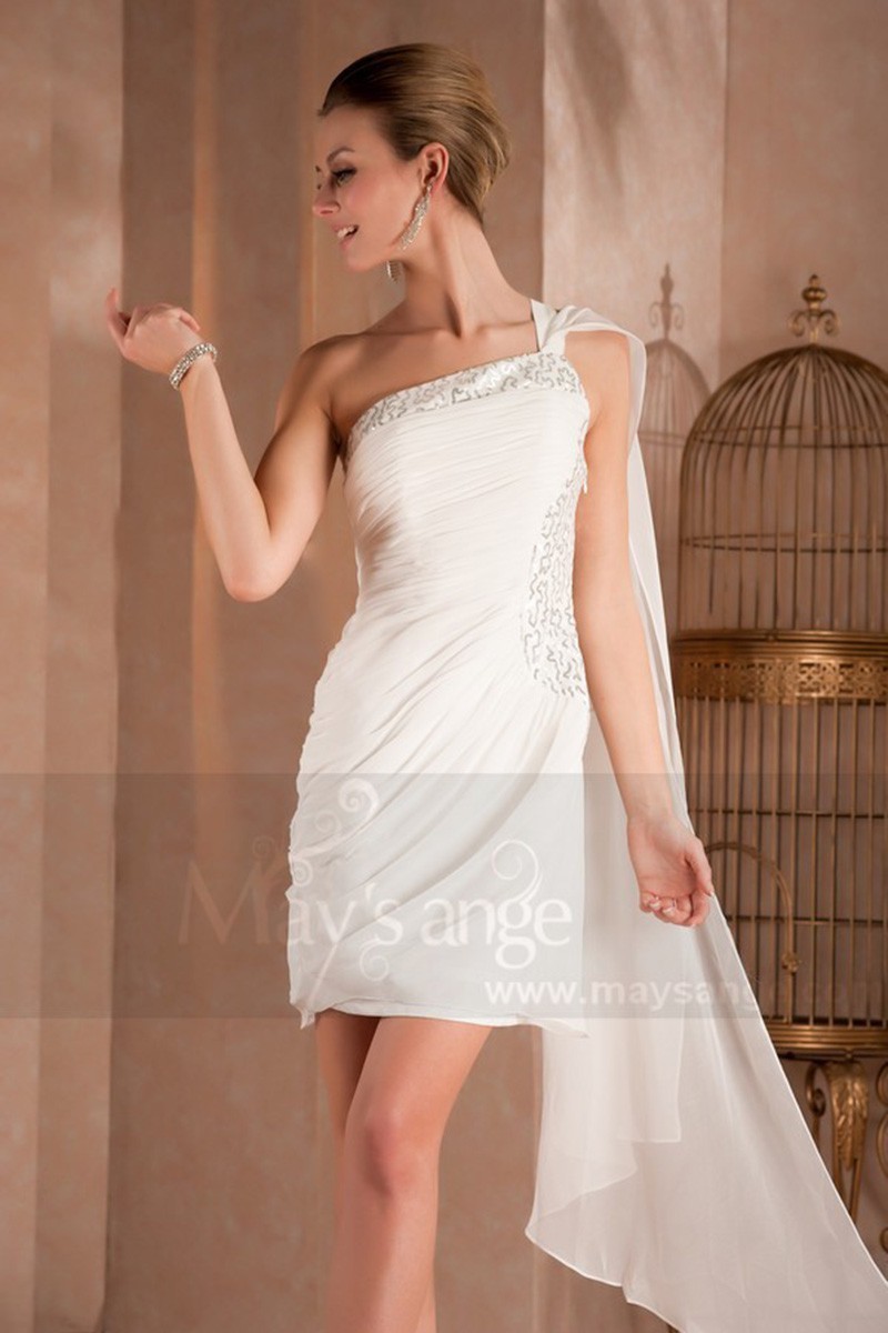 One-Shoulder Short White Graduation Dress - Ref C287 - 01