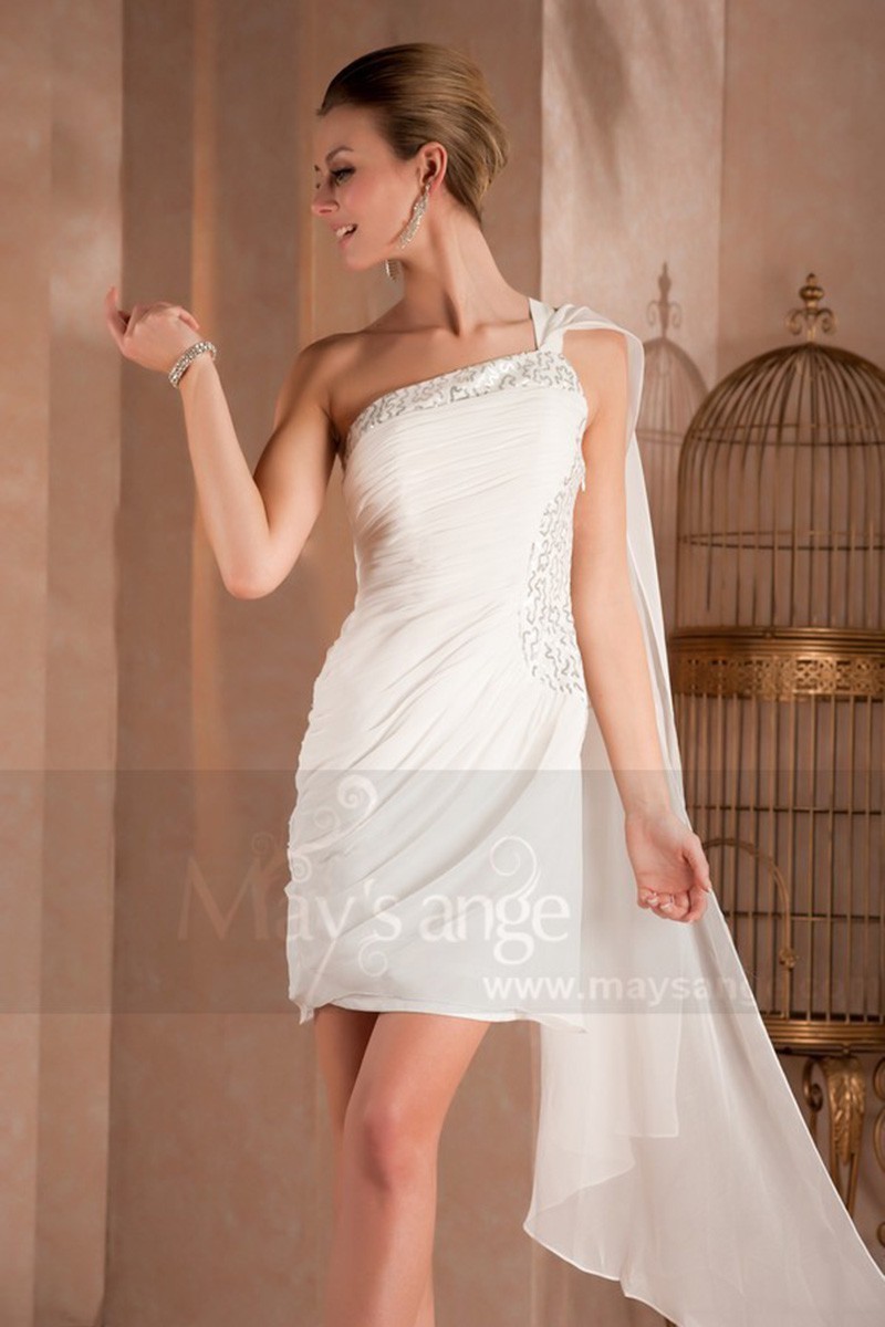 One-Shoulder Short White Graduation Dress