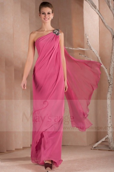 Robe de soirée longue Indonésie rose gourmand en mousseline - L309 #1