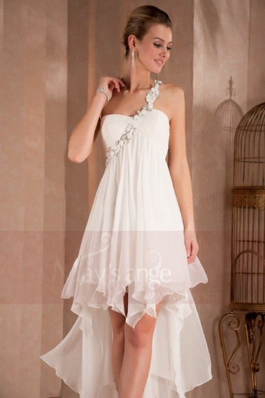 Robe de soirée Beauty courte blanche asymétrique - L310 #1