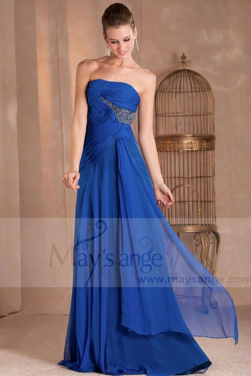 Robe de soirée bleu roi fluidité bustier Ref L209 Robes de Gala
