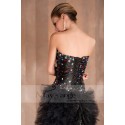 Black taffetas and tulle jewel-incrusted cocktail dress - Ref C402 - 03