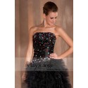 Black taffetas and tulle jewel-incrusted cocktail dress - Ref C402 - 02