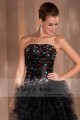 Black taffetas and tulle jewel-incrusted cocktail dress - Ref C402 - 02