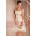 Robe courte de cocktail Eve en organza champagne - Ref C404 - 02