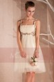 Robe courte de cocktail Eve en organza champagne - Ref C404 - 02