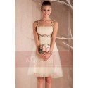 Robe courte de cocktail Eve en organza champagne - Ref C404 - 03