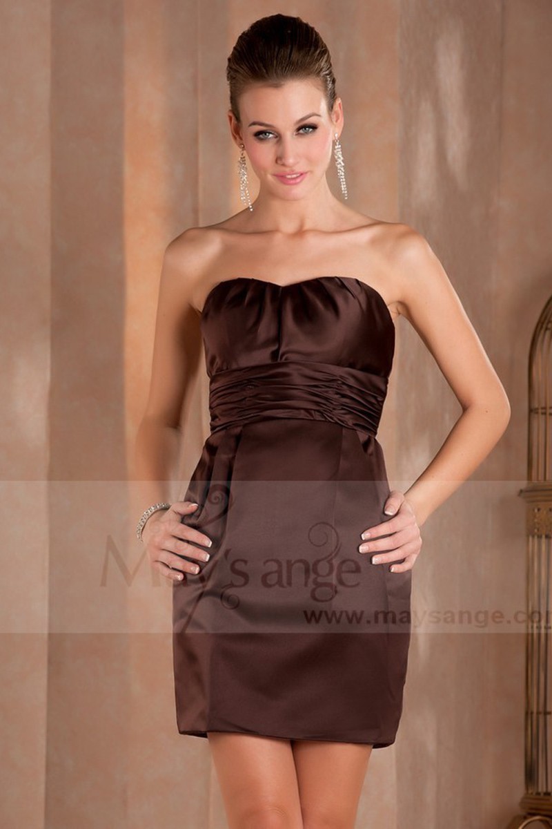 Short Brown Strapless Cocktail Dress Anna - Ref C405 - 01 Short Brown Strapless Cocktail Dress Anna - Ref C405 - 01