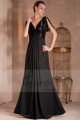 Short Sleeves Long Black Dress V neckline and Glittery Top - Ref L110 - 02
