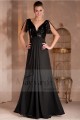 Short Sleeves Long Black Dress V neckline and Glittery Top - Ref L110 - 03