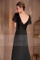 Short Sleeves Long Black Dress V neckline and Glittery Top - Ref L110 - 04