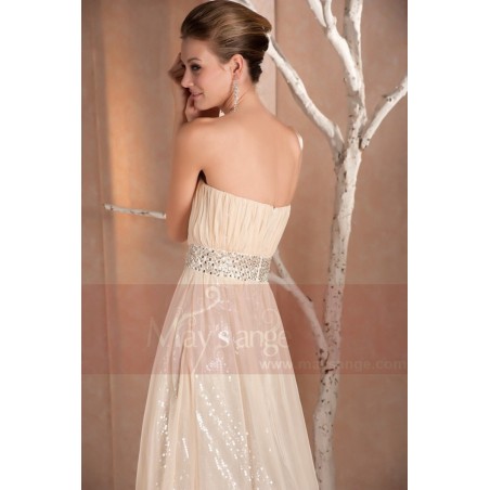 Robe bustier longue Capucine tenue de soirée champagne