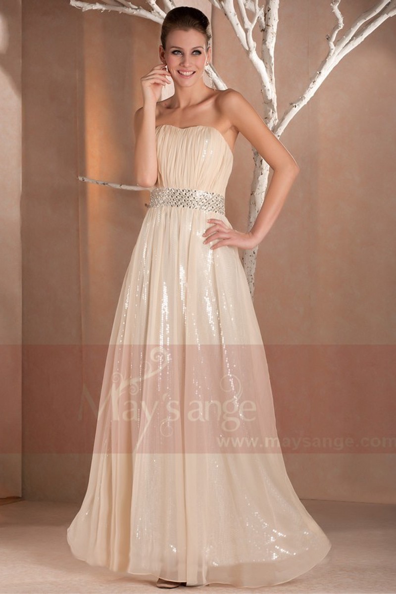 Chic Champagne Prom Dress Lace Strapless Evening Dress A-line Birthday Dress DP05184 main image 1