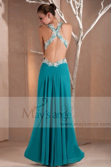 Sexy Turquoise Long Dress Deep V ...