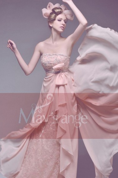 Robe de soirée longue rose Douceur Matinale Tenue de mariage - L065 #1