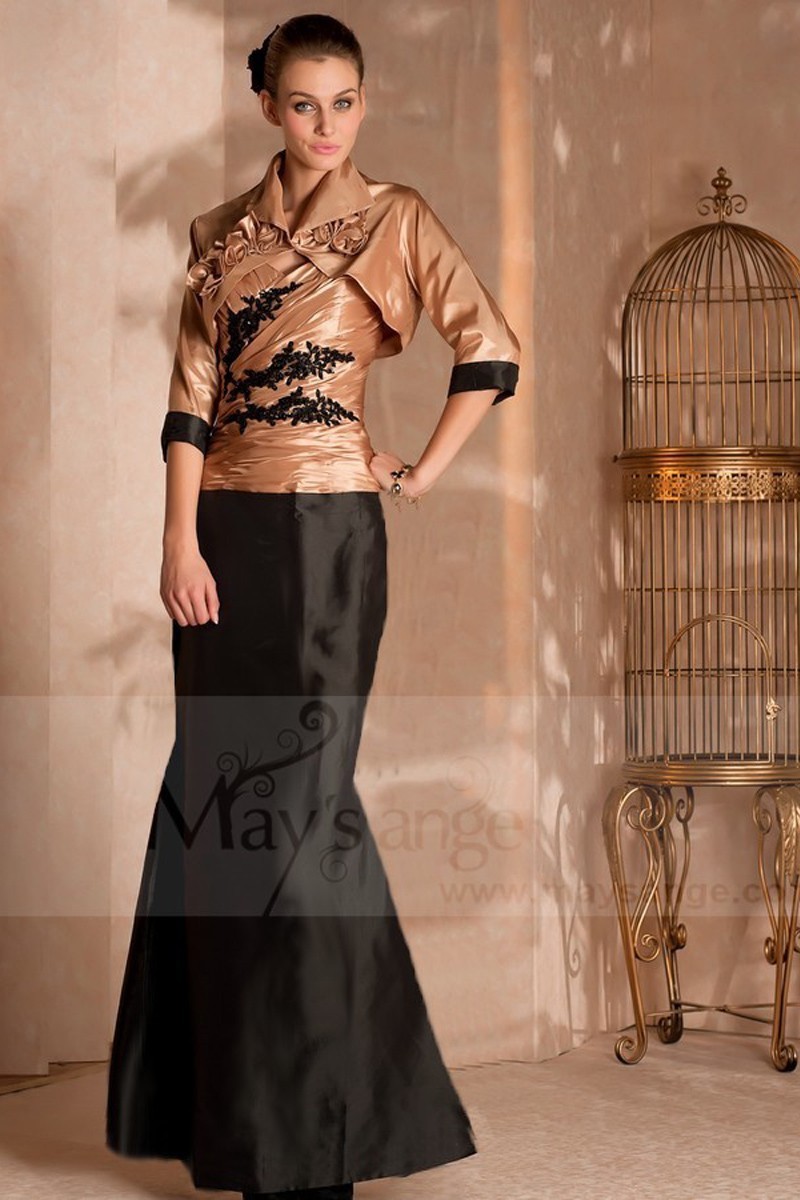 Two-Tone Evening Dress Mermaid Cut With Matching Bolero - Ref L166 - 01