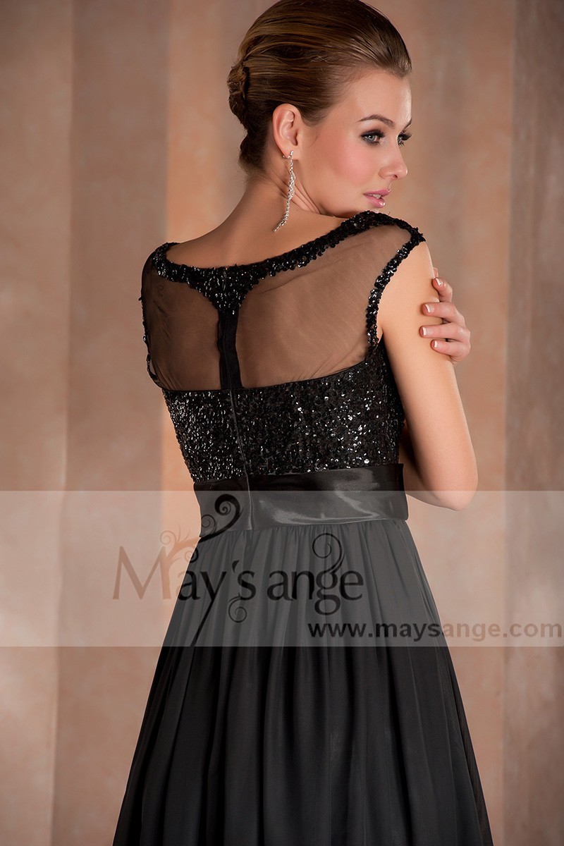 Robe de soirée longue Idylle noire de printemps - Ref L093 - 01 Robe de soirée longue Idylle noire de printemps - Ref L093 - 01