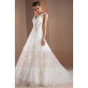 A-Line V-Neck Open Back Boho Wedding Dress With Appliques - Ref M312 - 02