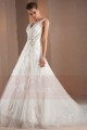 A-Line V-Neck Open Back Boho Wedding Dress With Appliques - Ref M312 - 02