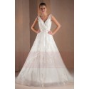 A-Line V-Neck Open Back Boho Wedding Dress With Appliques - Ref M312 - 03