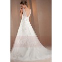 A-Line V-Neck Open Back Boho Wedding Dress With Appliques - Ref M312 - 04