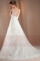 A-Line V-Neck Open Back Boho Wedding Dress With Appliques - Ref M312 - 04