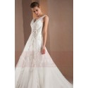 A-Line V-Neck Open Back Boho Wedding Dress With Appliques - Ref M312 - 05