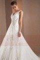 A-Line V-Neck Open Back Boho Wedding Dress With Appliques - Ref M312 - 05