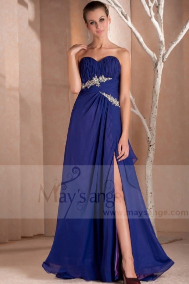 Aquamarine Long Dress Navy Heart Bust Beach For Wedding Guests - L167 #1