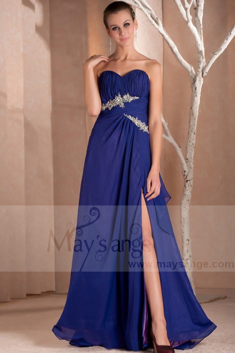 Aquamarine Long Dress Navy Heart Bust Beach For Wedding Guests - Ref L167 - 01