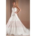 A-Line Court Train Satin Wedding Dress With Pearls - Ref M315 - 02