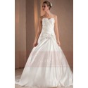 A-Line Court Train Satin Wedding Dress With Pearls - Ref M315 - 03