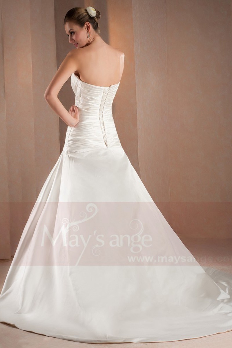 Vintage White Satin Court Train Wedding Dress cc5600