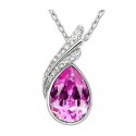 Best pink crystal pendant silver chain - Ref F040 - 02