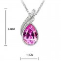 Best pink crystal pendant silver chain - Ref F040 - 03