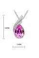 Best pink crystal pendant silver chain - Ref F040 - 03