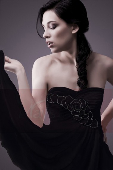Promotion Robe de cocktail Fleurette noire - C045 Promo #1