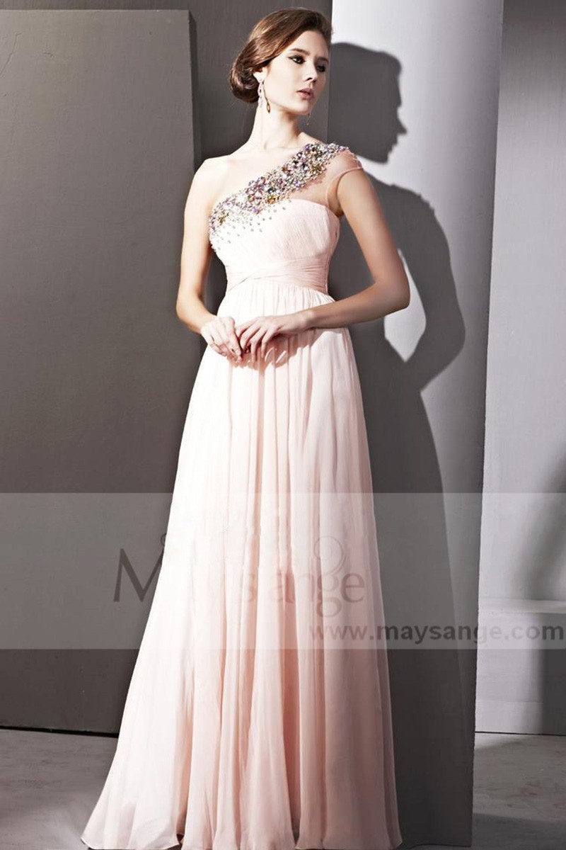 SPLENDID PINK DRESS ONE SHOULDER FOR WEDDING GUEST - Ref PR058 - 01