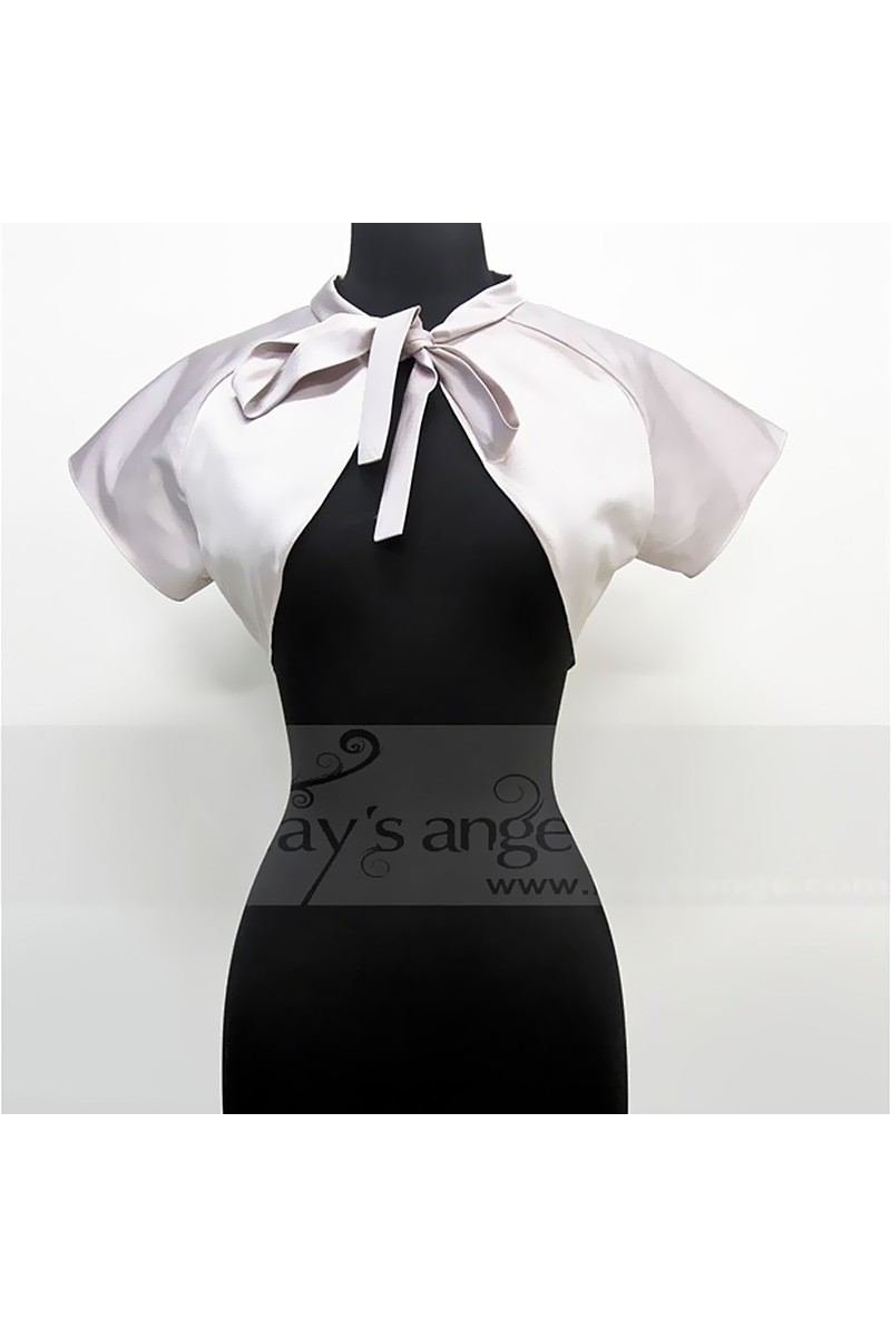 Bolero pour robe cérémonie blanc cassé - Ref BOL022 - 01