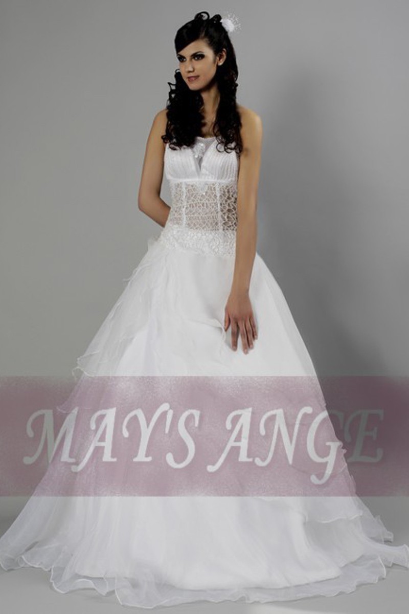 Ball-Gown Strapless Transparency Organza Wedding Dress - Ref M008 - 01